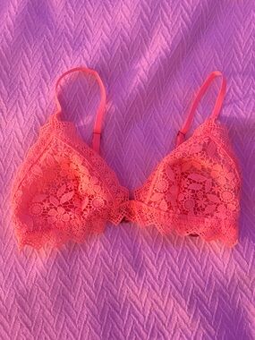 Aerie Neon Orange/Coral Lace Bralette